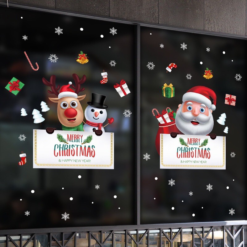 Decal dán tường Noel - giang sinh bảng trắng đón lễ