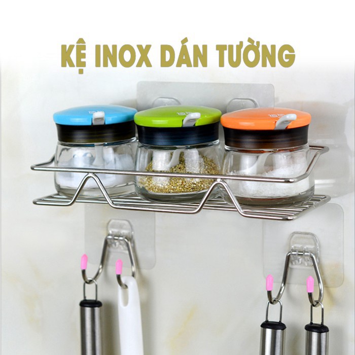 kệ inox dán tường , kệ inox đa năng để gia vị nhà bếp đề đồ dùng phòng tắm giá rẻ