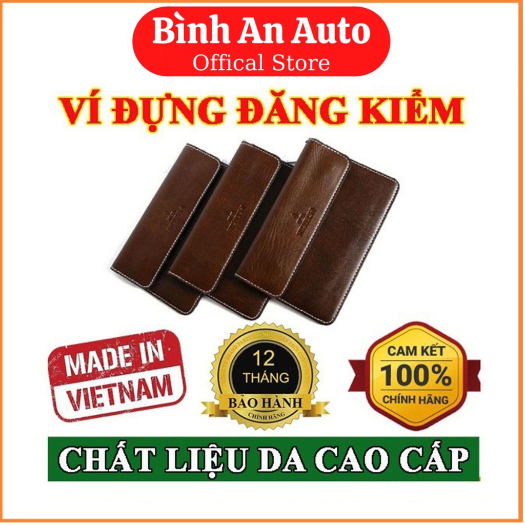 Ví da ô tô, Ví da đựng giấy tờ xe ô tô, Ví da đựng giấy tờ đăng kiểm ô tô in logo hãng - Bình An Auto