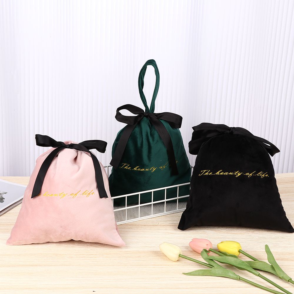 Túi dây rút bằng vải nhung chống bụi nhiều màu sắc thời trang