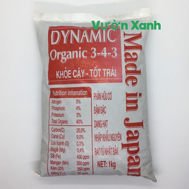 Phân hữu cơ đậm đặc Dynamic 3-4-3 D02 dinh dưỡng cao, an toàn cho cây 1kg