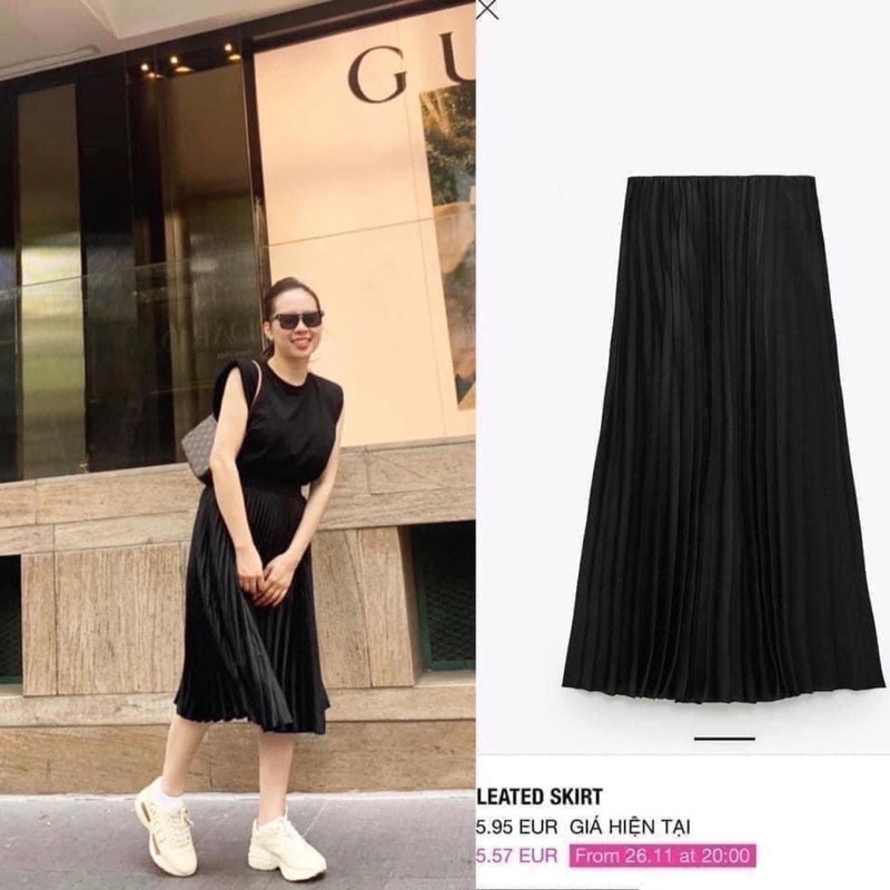 CHÂN VÁY XẾP LY STRA KÈM TÚI GIẤY