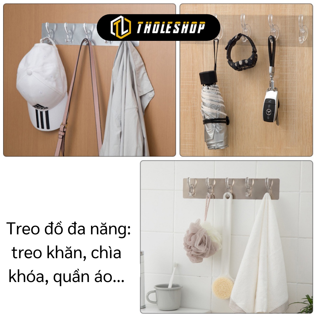 Giá Treo Đồ - Thanh Treo Đồ Trong Suốt Dán Tường 6 Móc Liền Mạch Siêu Chắc 9713