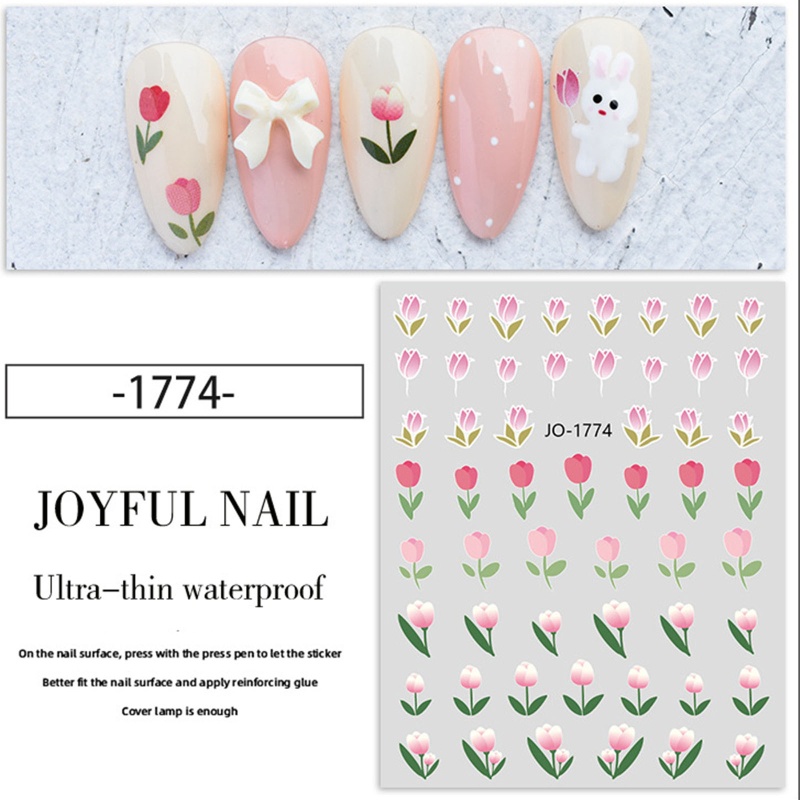 Sticker Hoa Tulip 3D Tự Dính Dán Trang Trí Móng Tay
