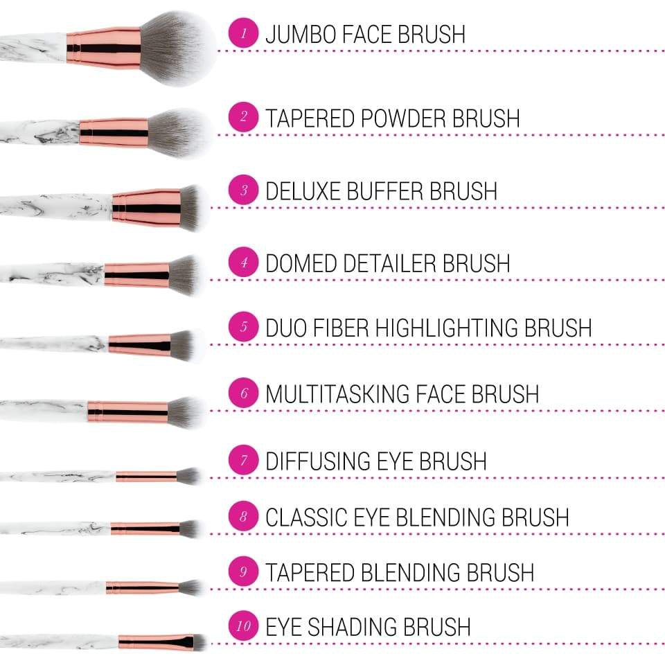 Bộ Cọ Trang Điểm BH Cosmetics Marble Luxe 10 Piece Brush Set (10 món)