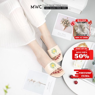 Dép Nữ MWC Quai Ngang Họa Tiết Hoa Cúc Đế Bệt NUDE- 3371