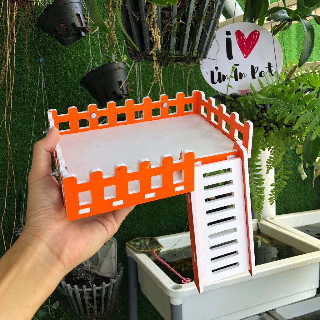 Tầng lửng CHỮ NHẬT NHỎ cho chuồng hamster, sóc, bọ, nhím, thú nhỏ Gỗ Màu chống nước
