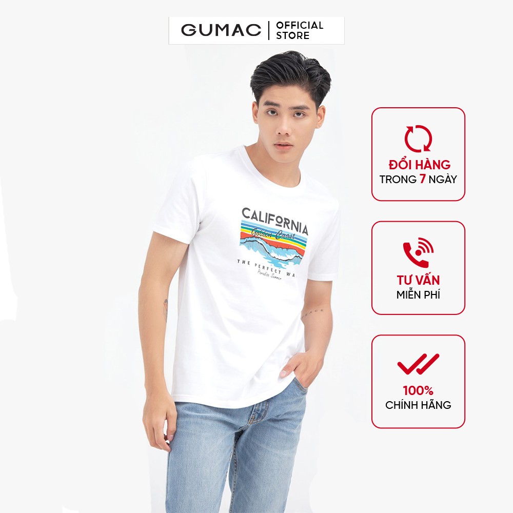Áo thun nam in chữ california GUMAC ATNB670