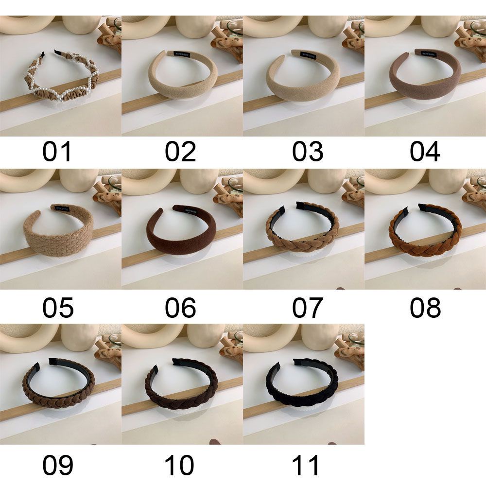 Băng đô cài tóc bản rộng vải màu trơn/ xoắn bện thời trang thu đông xinh xắn dành cho nữ