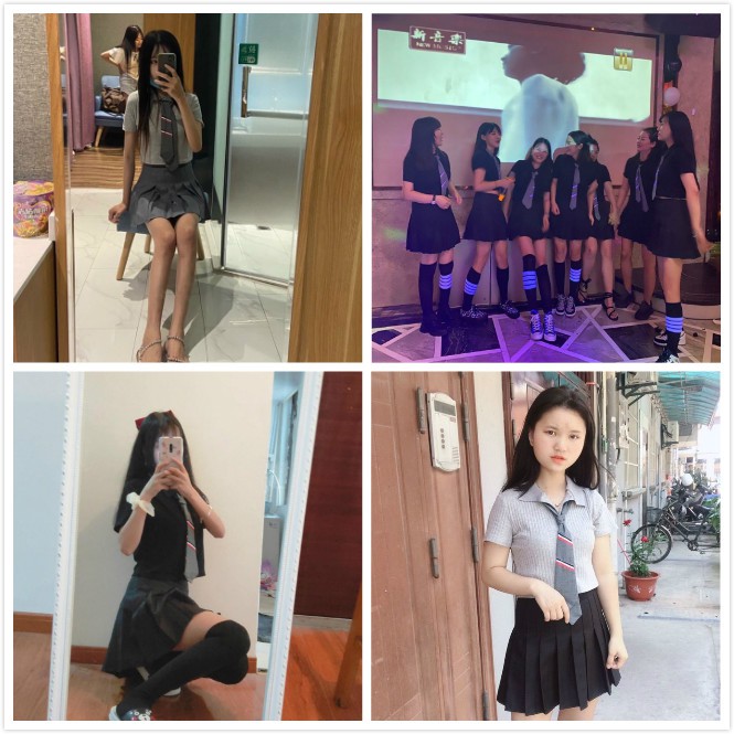 áo có cà vạt và chân váy đồng phục cho nữ