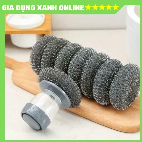 Cọ Xoong Nồi, Cọ Rửa Đa Năng Có Bình Chứa, Chà Bếp, Cọ Sắt Rửa Bát Đĩa Tiện Lợi Cho Gia Đình