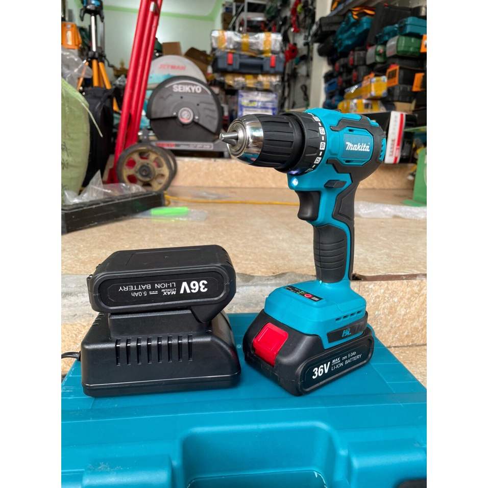 may khoan pin makita dau kẹp 10mm không chổi than pin 5cell 36v makitaaa