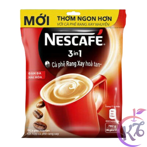 Nescafe 3 in 1 đậm đà hài hòa bịch 46 gói x 17g (782g) - cà phê sữa Việt 3in1 Nestle chính hãng (màu đỏ)