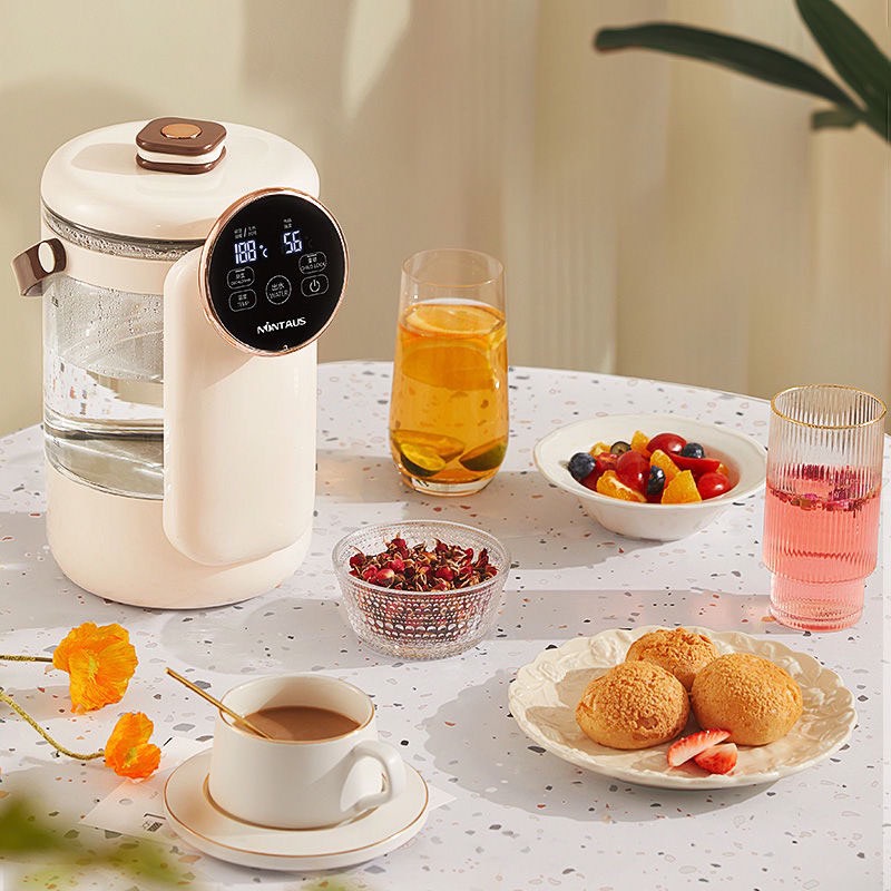 Ấm đun nước siêu tốc giữ nhiệt thủy tinh NONTAUS màu kem hồng bảo hành 12 tháng