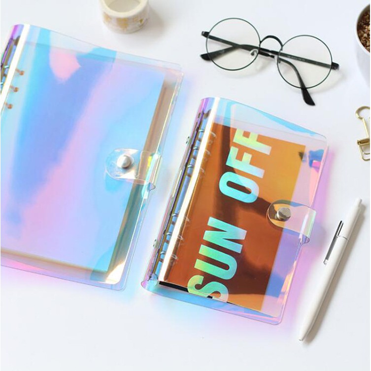 Bìa sổ còng hologram PVC phụ kiện sổ còng sổ Planner bullet journal Decorme