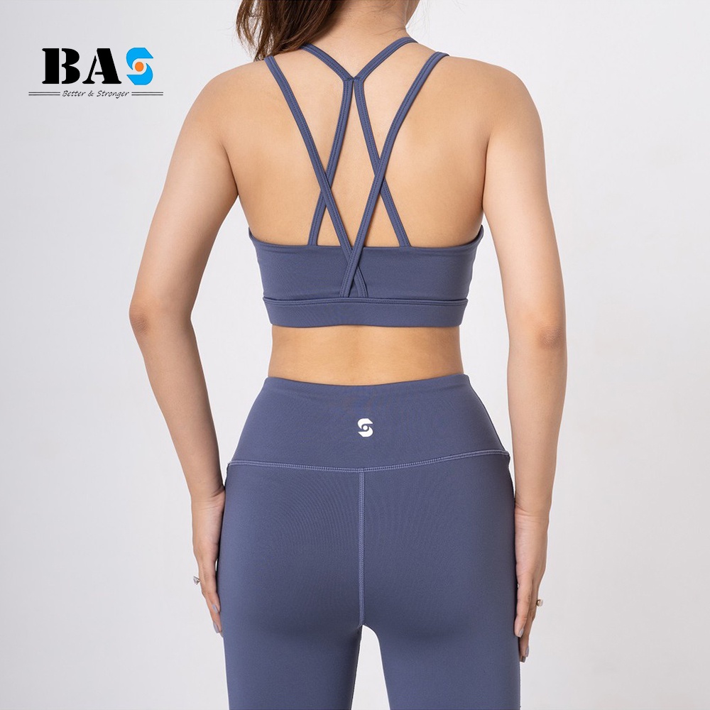 Áo bra thể thao tập gym yoga Aerobic nữ BAS thiết kế 4 dây sexy kèm mút nâng cao cấp - AB210405