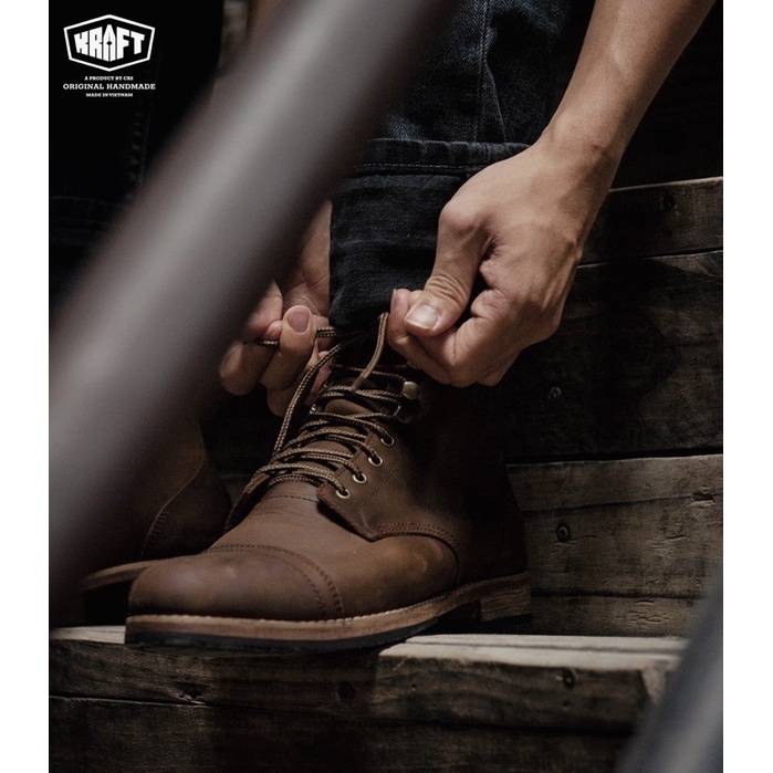 Giày boots Nam thương hiệu KRAFT - WORK BOOTS - Dáng IRON - Phù hợp đi làm, đi chơi, đi tiệc, và chạy xe