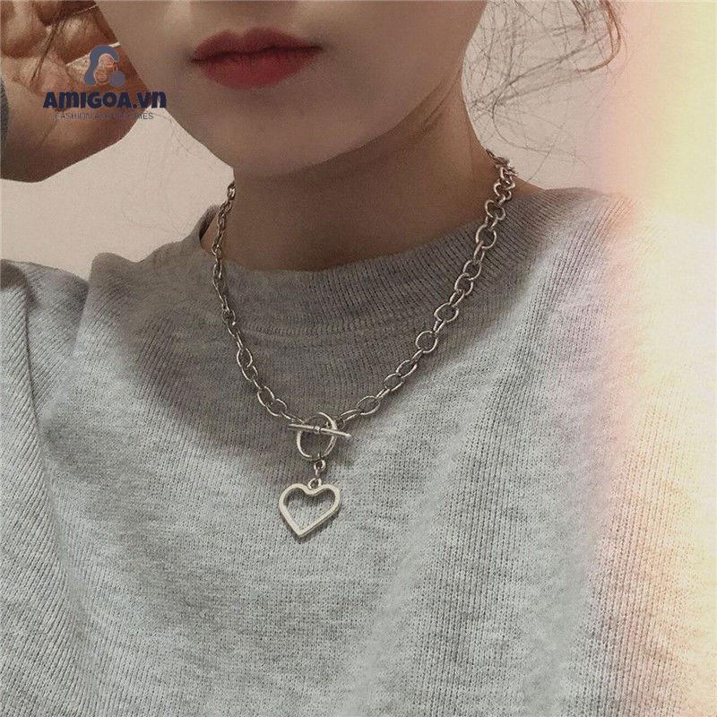 Vòng cổ Ngắn Mặt Hình Trái Tim Đơn Giản Cho Nữ