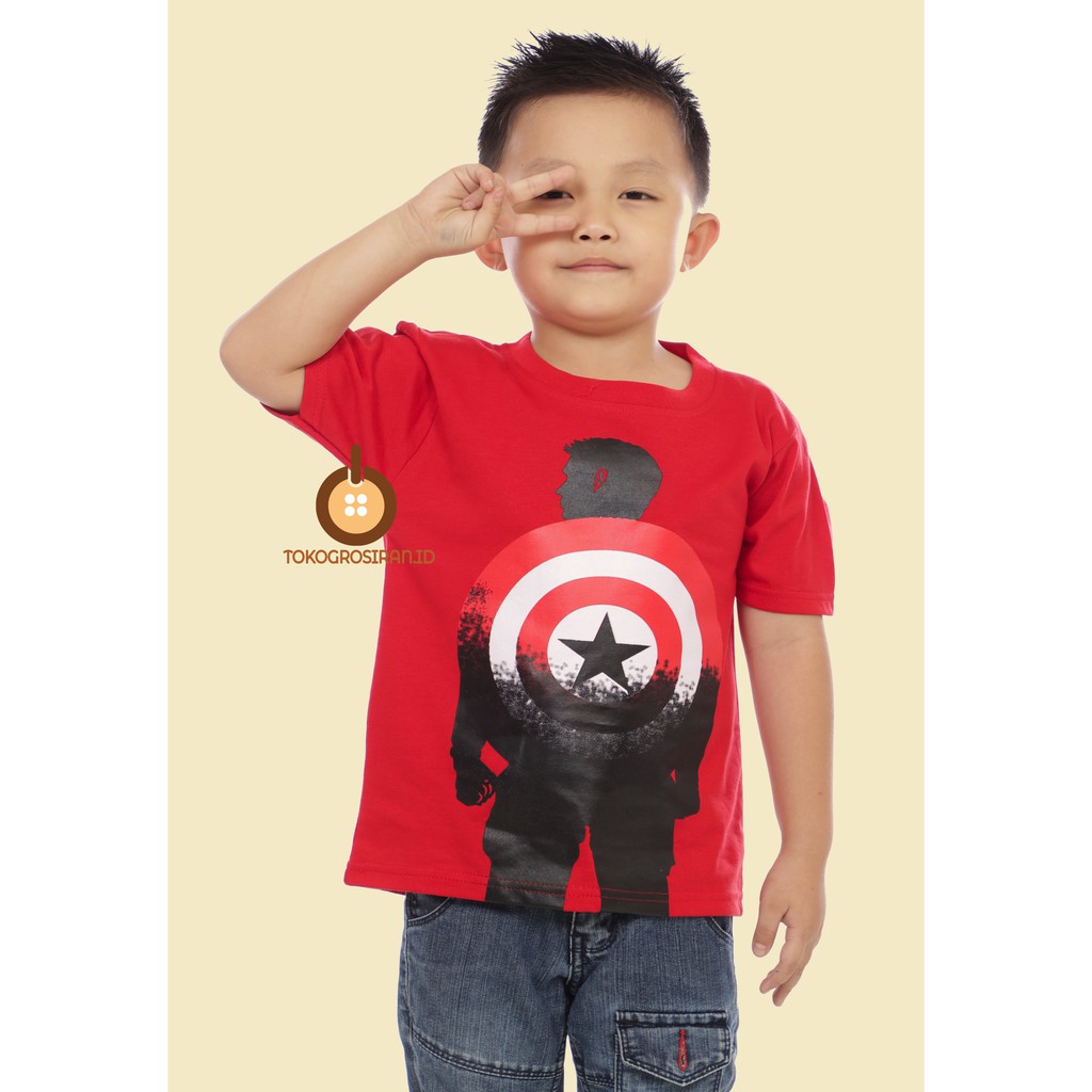 Áo Thun In Hình Khiên Captain America Thời Trang Cho Bé Trai 1-7 Tuổi