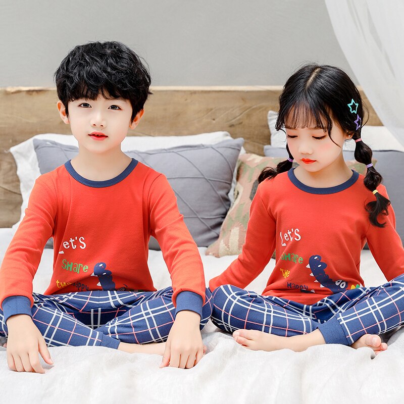 Set áo+quần ngủ họa tiết hoạt hình chất liệu cotton dành cho bé 2-12 tuổi