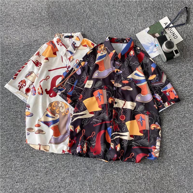 Áo sơ mi nam tay ngắn dáng rộng phong cách Hàn Quốc thời trang size M-3XL