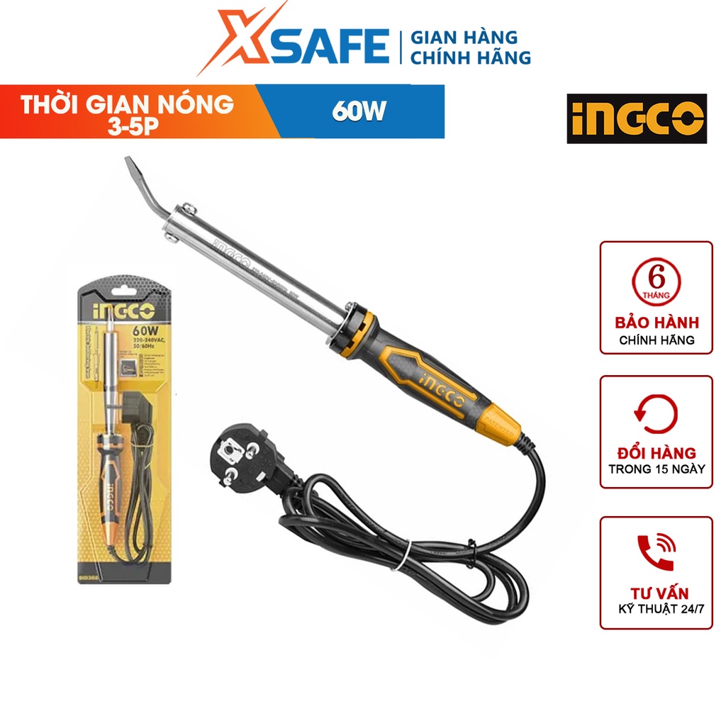 Mỏ hàn chì INGCO SI0368 máy hàn công suất đầu vào 60W thời gian làm nóng 3-5 phút [CHÍNH HÃNG][XSAFE]