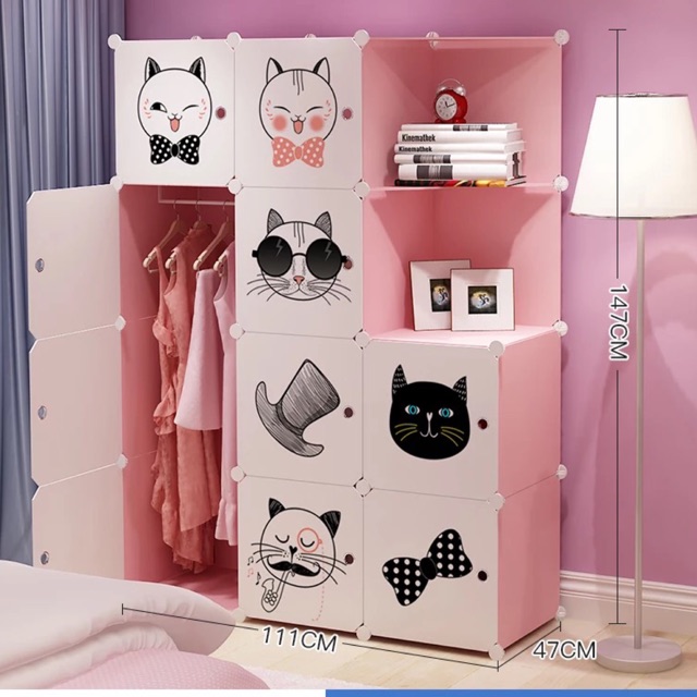 Tủ nhựa ghép - tủ quần áo 10 ô+2 góc. Tặng kèm 1 treo đồ.