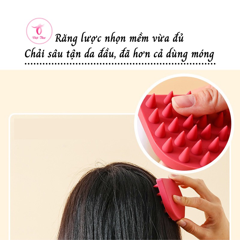 Lược gội đầu chống rụng tóc VIỆT THƯ, nhựa dẻo cao cấp, massage da đầu hiệu quả, 68gr, 8,6x6,6x2,3cm