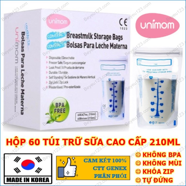 60 - 120 túi trữ sữa Mẹ 210ml UNIMOM COMPACT UM870268 (Made in Korea)