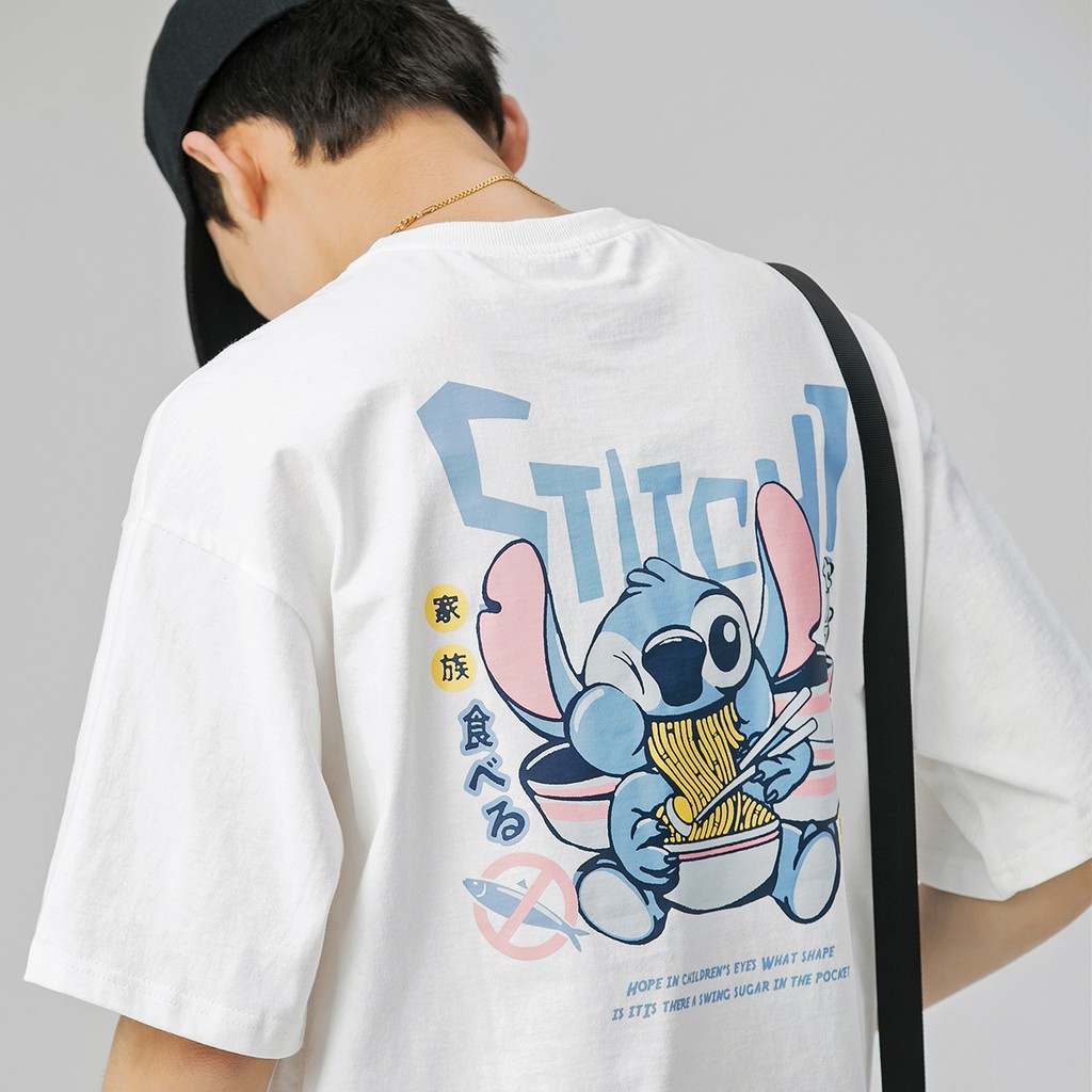 Áo Thun form rộng tay lỡ Unisex Stitch Nam Nữ Phong Cách Hàn Quốc street wear Chất Cotton Thoáng Mát AT 36 HALEY