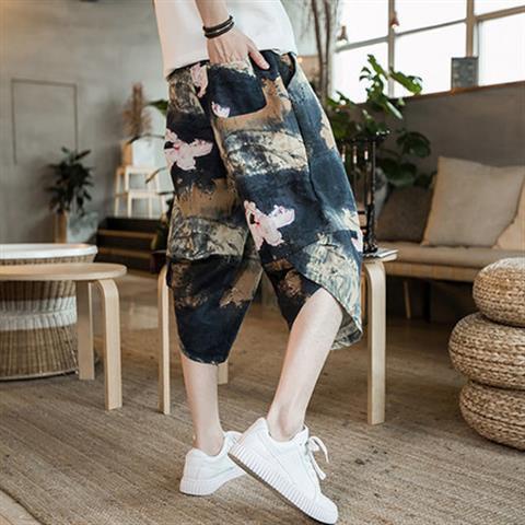 Quần dài ống rộng in hình voi Thái Lan thời trang cho nam