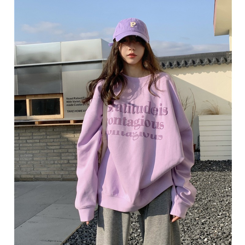 Áo sweater nữ form rộng 2022 chất nỉ đẹp, áo sweater form rộng màu tím, be, vàng hồng unisex nam nữ thời trang quản