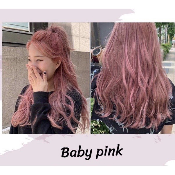 Thuốc nhuộm tóc màu Tím Hồng Baby Pink + Tặng kèm trợ nhuộm và gang tay