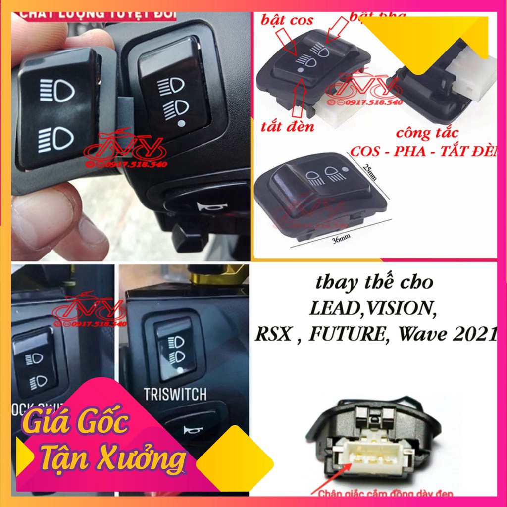 Công tắc tắt đèn Vision 2021 - 2023, Lead 2021-2023 , Wave 2021-2023 Future 2021-2023 các xe không có nút tắt đèn