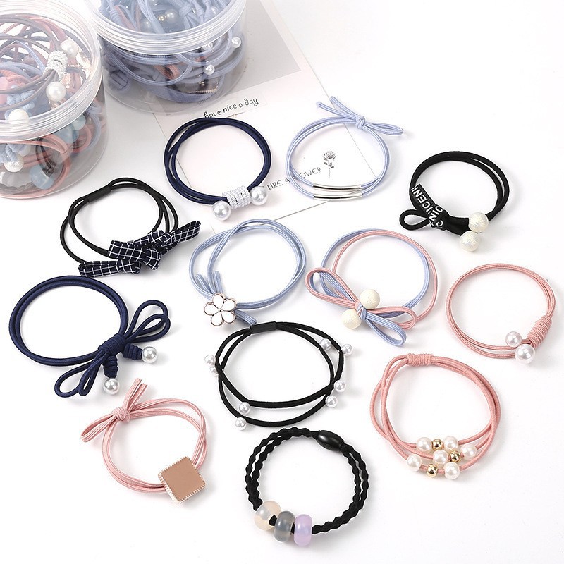 Dây buộc tóc ♥️FREESHIP♥️ Set 12 dây buộc tóc mềm Hàn Quốc kèm hộp, Hot Trend (giao màu ngẫu nhiên)