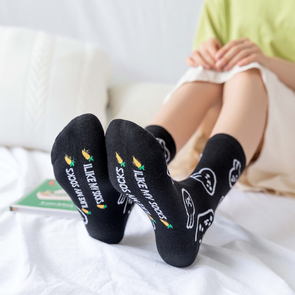 TL116 Tất vớ nữ cổ cao hình thỏ cầu vòng