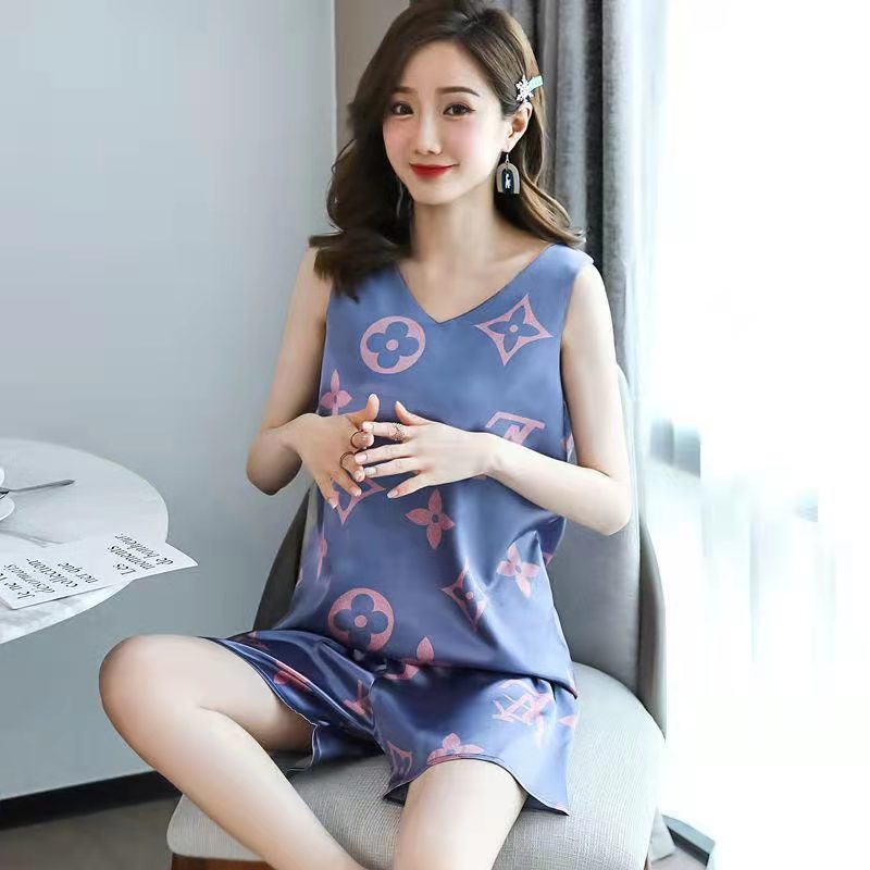 Thời Trang Bộ Đồ Ngủ Pijama Vải Lụa Satin Cổ Chữ V Không Tay In Hình Chuột Mickey Size Lớn M-5Xl Cho Nữ | BigBuy360 - bigbuy360.vn