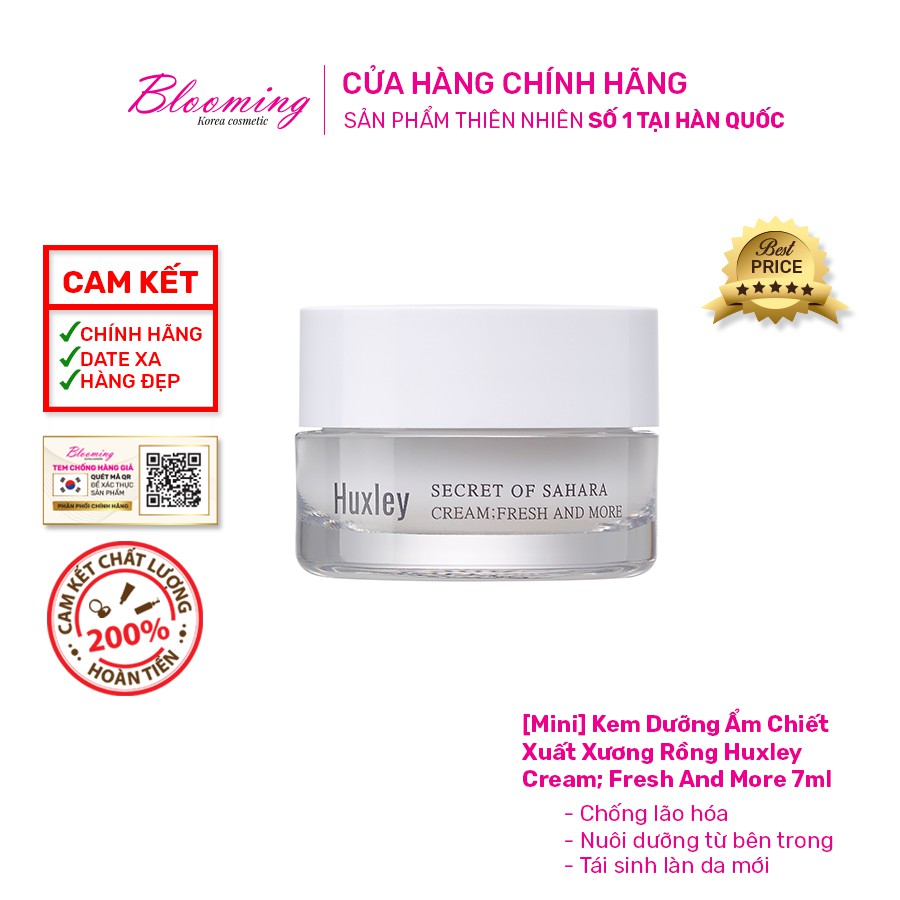 Kem Dưỡng Ẩm, Sáng Da Huxley Cream; Fresh And More 7ml (Huxley Mini)