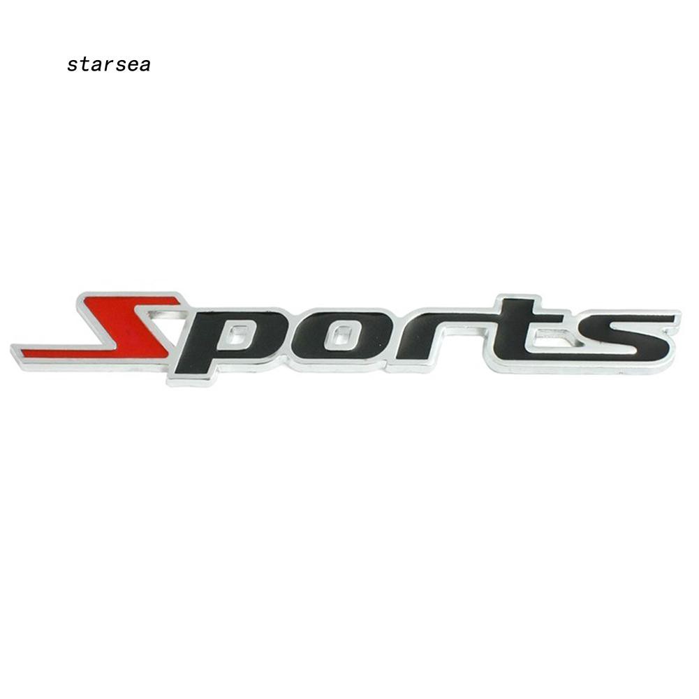 Logo 3D bằng kim loại chữ Sports dán xe hơi