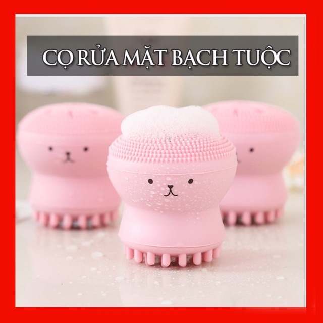 Cọ rửa mặt💕CÓ HỘP💕 hình con bạch tuộc Silicon sạch sâu da mặt