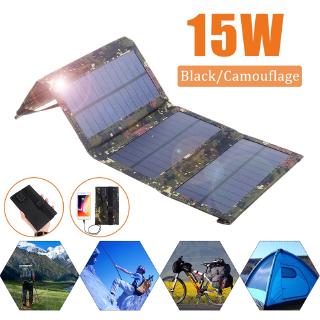Portable 15W 5V Foldable single crystal solar panel Waterproof charger Solar power bank for phone USB battery