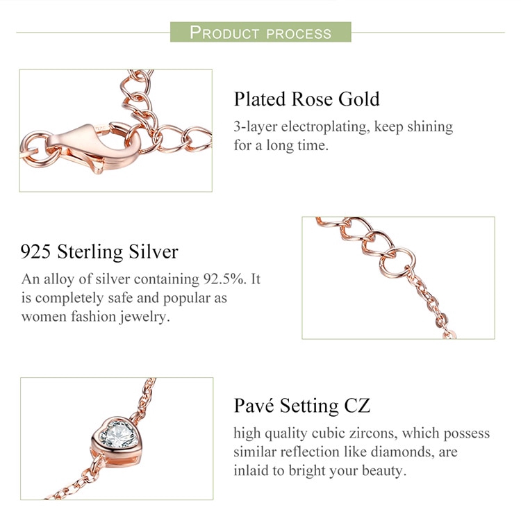 Vòng Đeo Tay Bamoer Bằng Bạc 925 Mạ Màu Vàng Hồng Cho Nữ