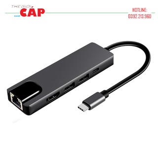 Cáp USB Type-C Ra 5 Cổng HDMI 4K, USB 2.0 Và Ethernet RJ45
