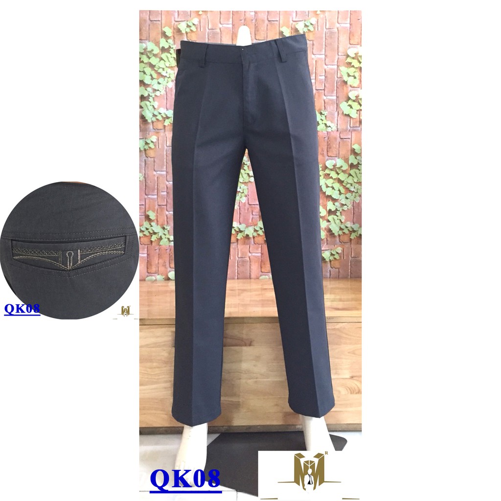 Quần kaki ống rộng trung niên màu xám qk08