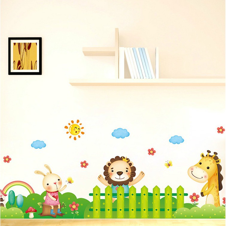 Decal dán tường chân tường thỏ