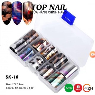 Set foil 10 ô da báo trang trí móng