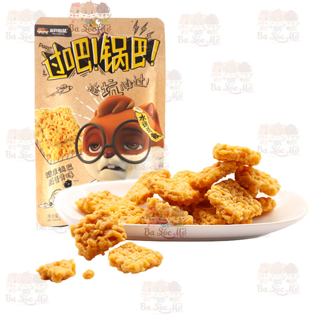 Cơm cháy chiên chà bông Ba Con Sóc, Cơm cháy vị lòng đỏ trứng muối đồ ăn vặt tuổi thơ - Ba Sóc Mỡ