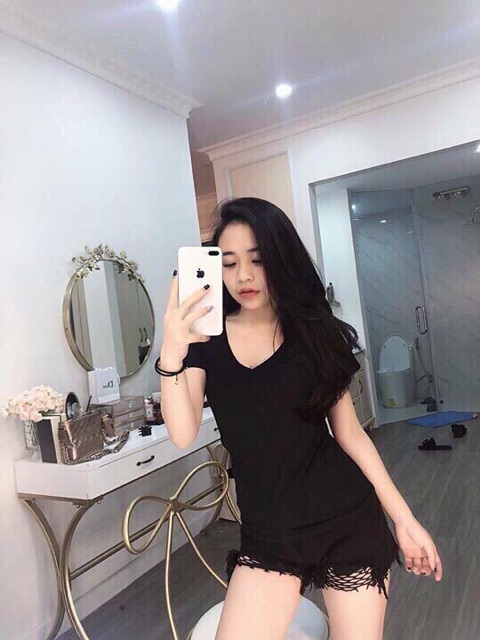 Áo thun cổ tim chất mát lạnh