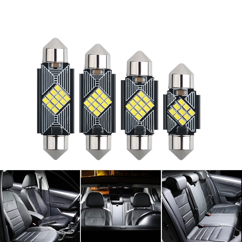 SEAMETAL 2 cái LED Bóng đèn trần ô tô 6000K Đèn chiếu sáng nội thất ô tô đa năng Đèn chiếu sáng thân cây Ánh sáng trắng 31/36/39 / 41mm Phụ tùng ô tô