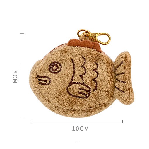 Túi Ví Đựng Tiền Mini Kiêm Keychain Có Đai Đeo Tay Hình Cá Taiyaki